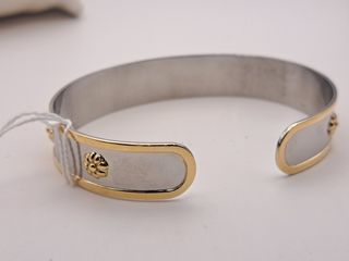 Pulsera Acero y Oro 18K con Flores