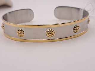 Pulsera Acero y Oro 18K con Flores