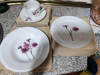 Vajilla de loza 30 piezas con flores