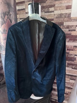 Americana de ante azul para hombre