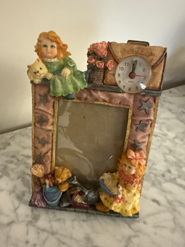 Jarrón Vintage Azul con Flores