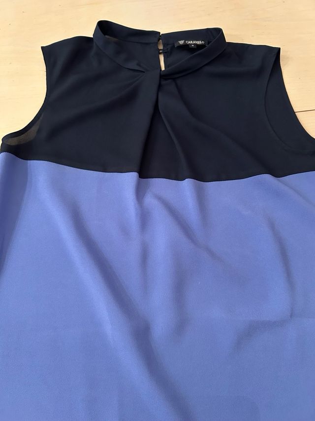 Conjunto Caramelo Top y Pantalón Azul