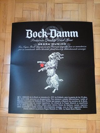 Cartel Chapa Metálica Macho Cabrío Bock Damm Negra