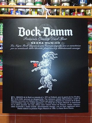 Cartel Chapa Metálica Macho Cabrío Bock Damm Negra
