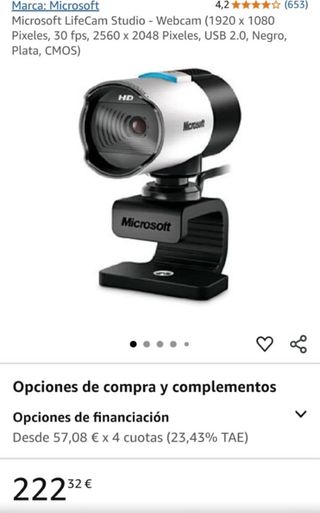 Webcam Microsoft LifeCam Studio HD Negra/Plata