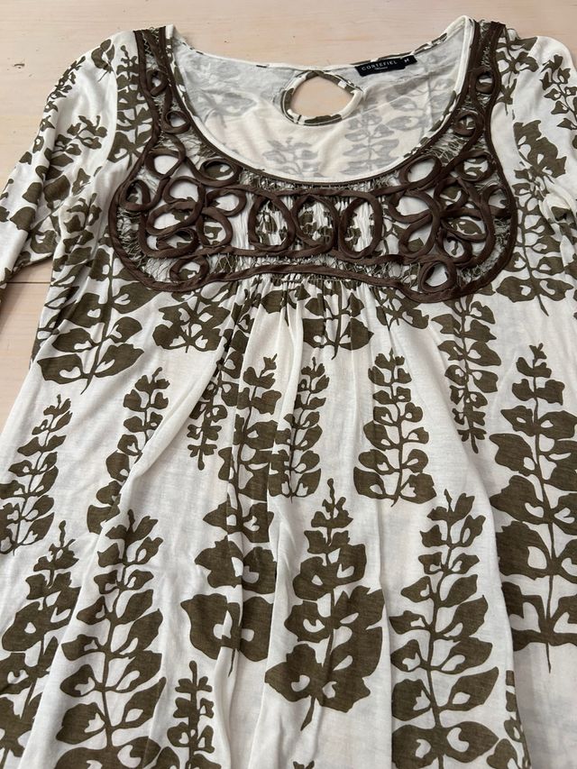 Blusa Cortefiel M Estampado Hojas Marrón