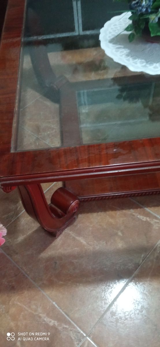 Mesa de centro madera y cristal