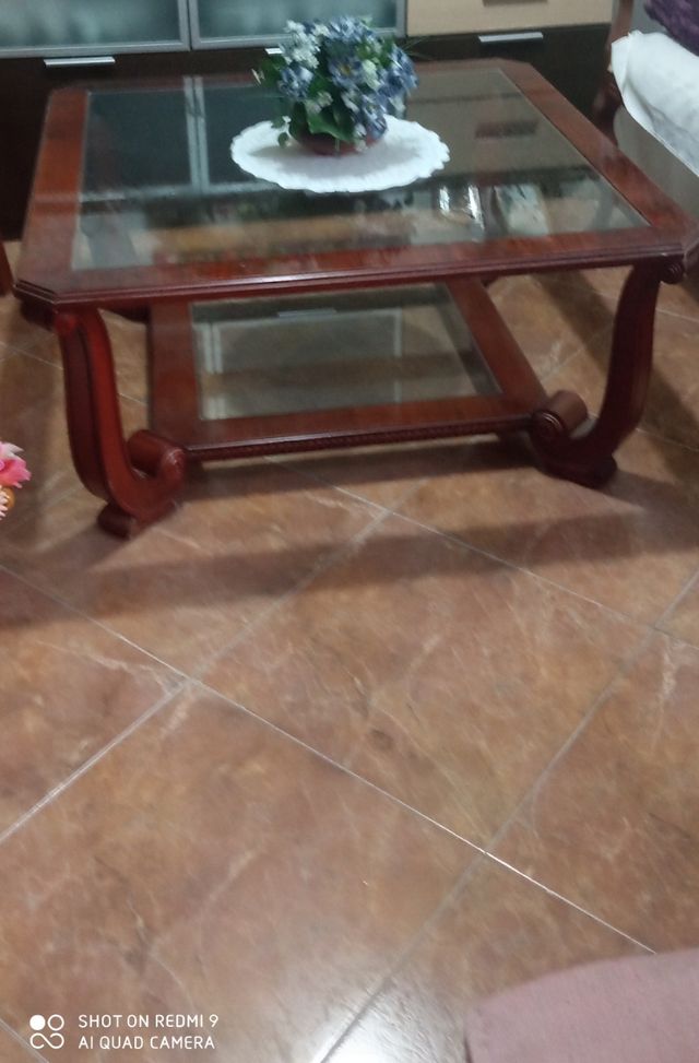 Mesa de centro madera y cristal