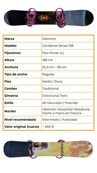 Tabla Snowboard 158 Regular Fijaciones - Hammer