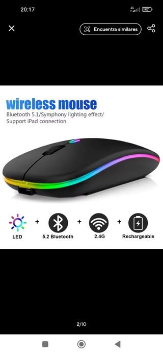 Ratón Inalámbrico Bluetooth 5.1 LED Recargable