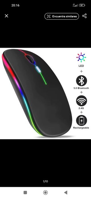 Ratón Inalámbrico Bluetooth 5.1 LED Recargable