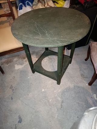 Mesa camilla redonda piedra y madera
