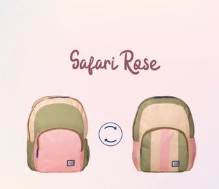 Mochila Oxford  reversible.Verde y Rosa
