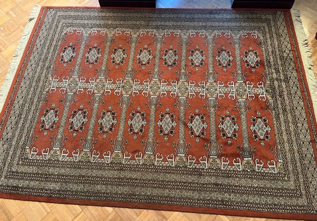 Alfombra Persa Ribeteada Roja Lana