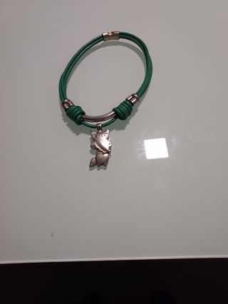 Gargantilla Búho Verde y Plateado