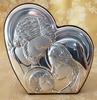 Icona Sacra Famiglia Cuore Argento