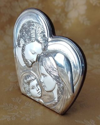 Icona Sacra Famiglia Cuore Argento