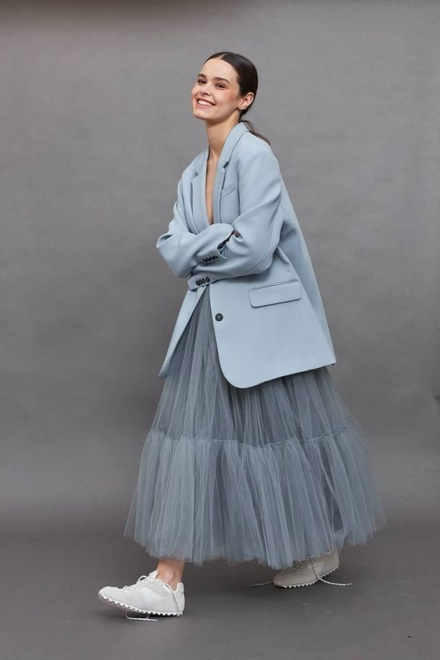 Gonna lunga blu/grigia taglia unica