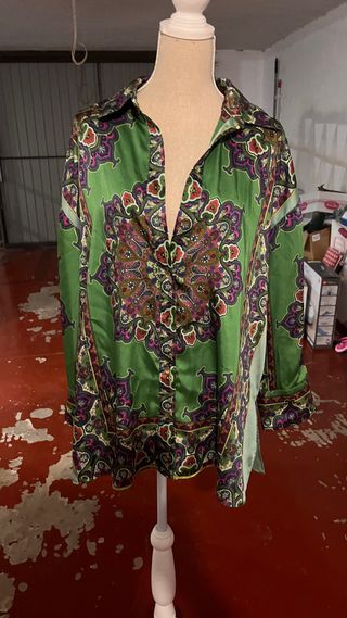 Camisa estampada verde mujer