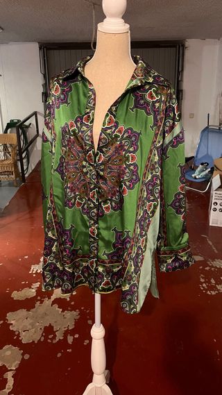 Camisa estampada verde mujer