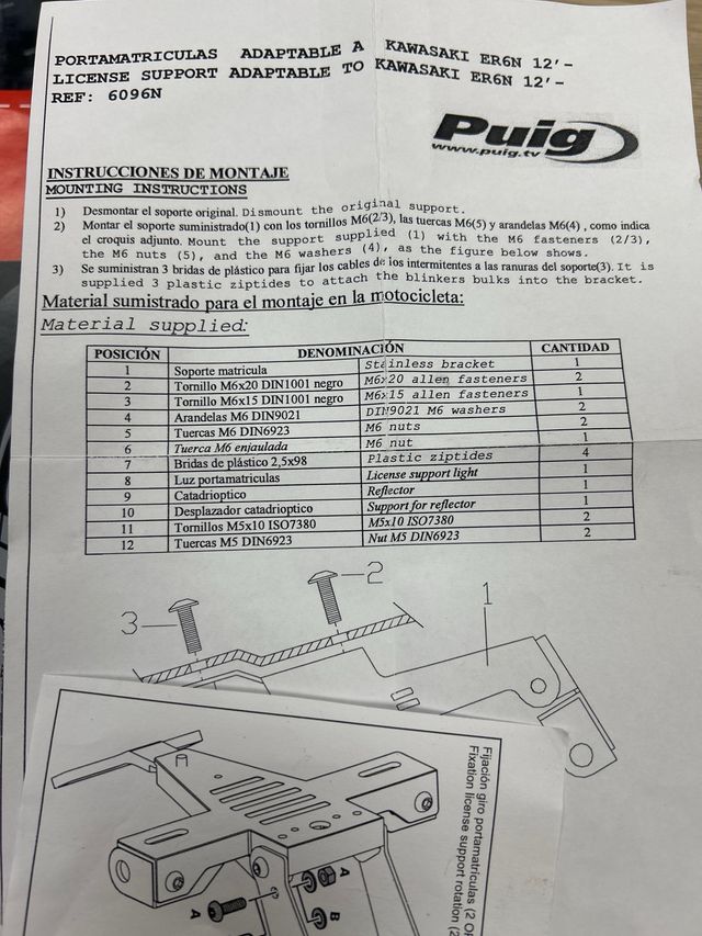 Portatarga Kawasaki + luce LED