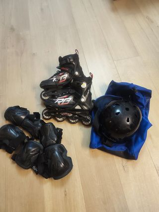 Patines ROLLER BLADE protecciones, casco, bolsa