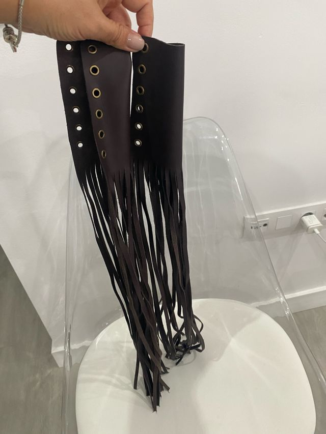 Empuñaduras de manillar de cuero con flecos