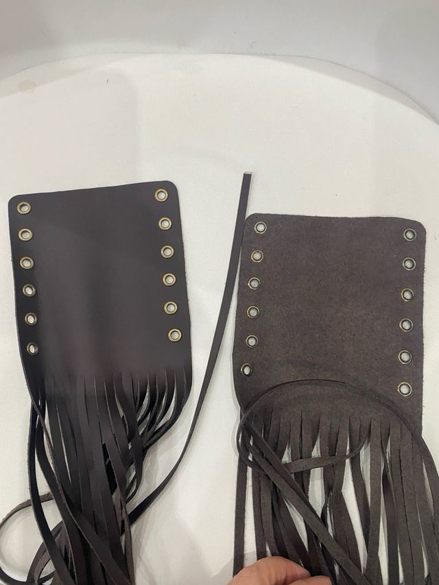 Empuñaduras de manillar de cuero con flecos