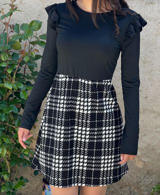 Vestido de cuadros blanco y negro
