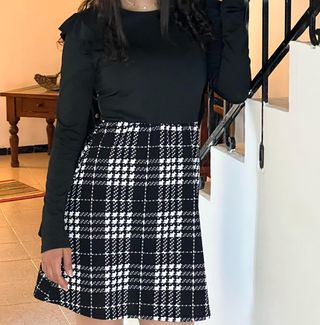 Vestido de cuadros blanco y negro