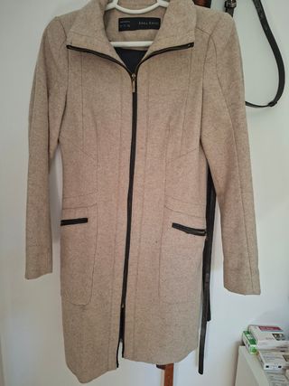 Abrigo Zara Lana Beige Talla XS