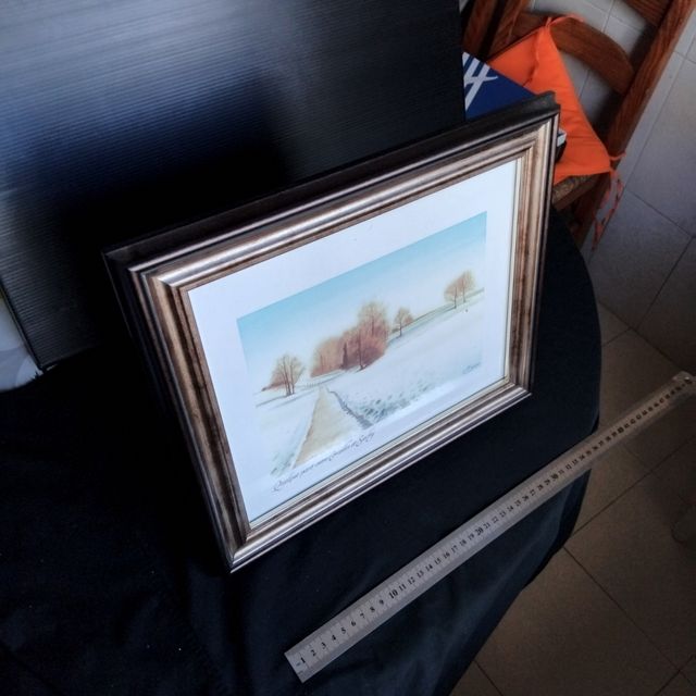 Quadro decorativo prateado em madeira