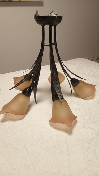 Lámpara de forja 5 tulipas