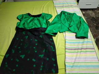 Vestido fiesta verde y negro talla 54