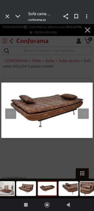 Sofá Cama Willem Conforama Marrón Piel