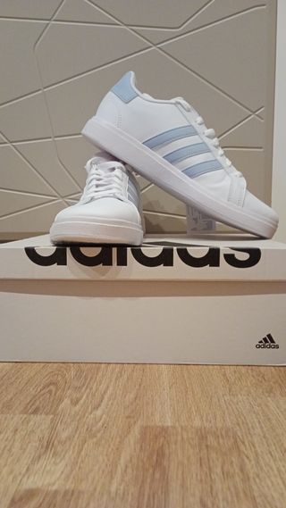 Adidas Grand Court 2.0K Blancas Azul