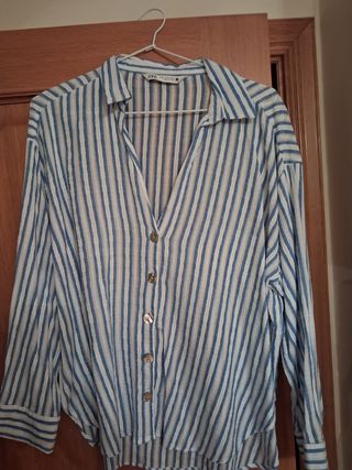 Camisa Rayas Zara Azul