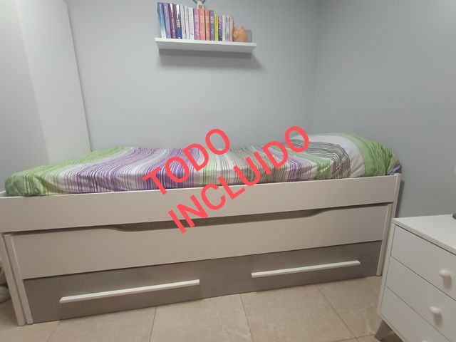 Cama nido, 2 colchones y cajones