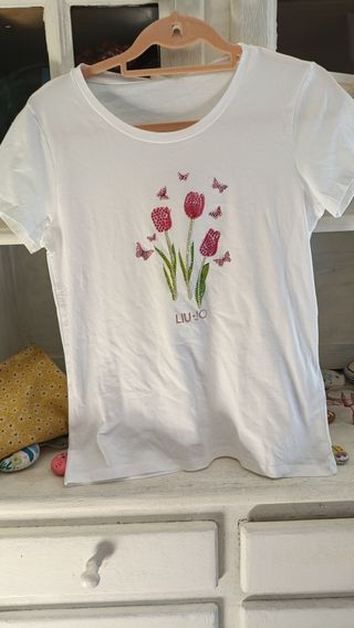 Camiseta Liu Jo Blanca Flores y Mariposas
