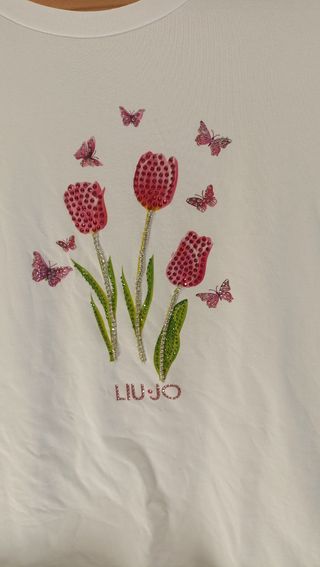 Camiseta Liu Jo Blanca Flores y Mariposas