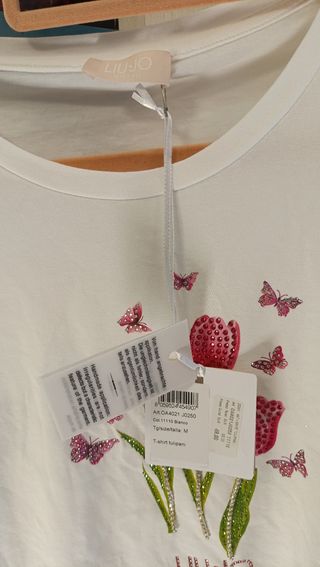 Camiseta Liu Jo Blanca Flores y Mariposas