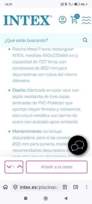 Piscina intex y Depuradora Arena Intex SX1500 5700