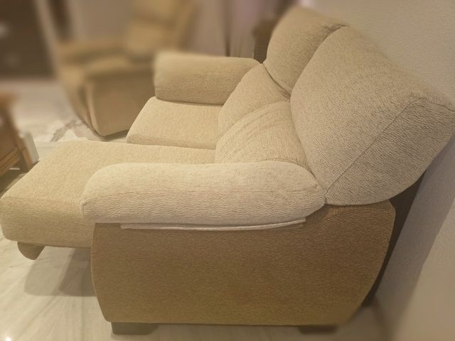 Sofá 2 plazas extensible tela beige