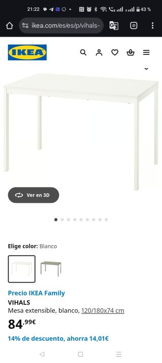 Mesa extensible IKEA VIHALS blanca