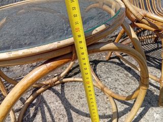 Conjunto Sillas y Mesa Ratán y Cristal