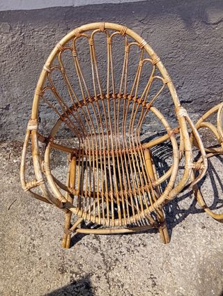 Conjunto Sillas y Mesa Ratán y Cristal