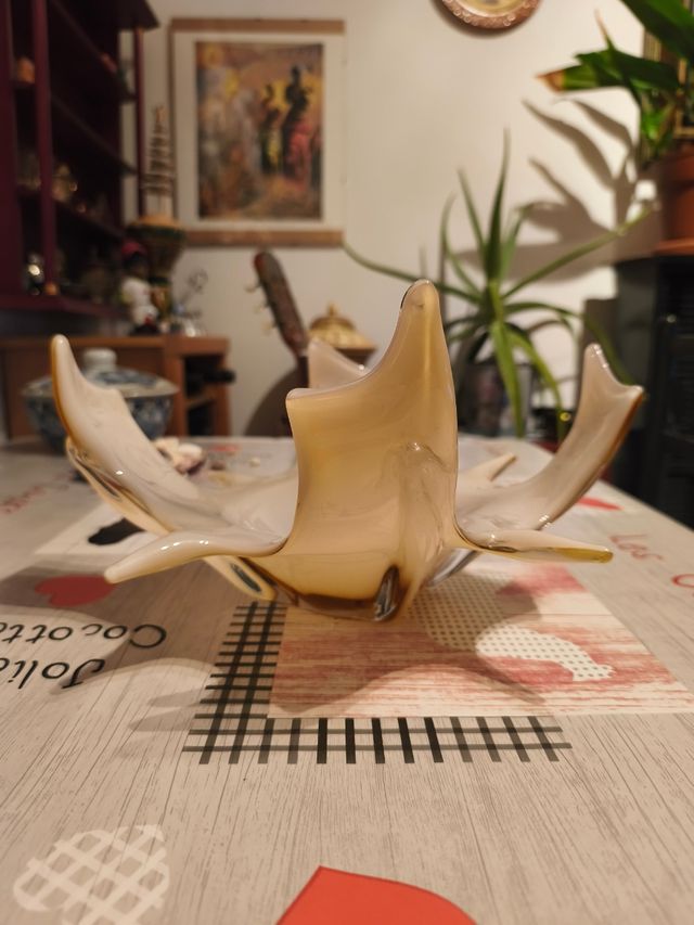 Bandeja Cristal Italiano Hoja Beige