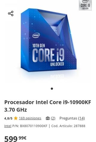 Procesador Intel Core i9-10900KF

3.70 G