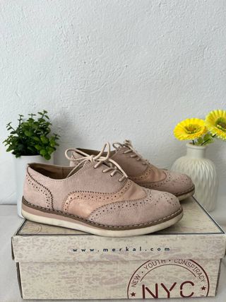 Zapatos Oxford Rosas y Dorados Talla 36