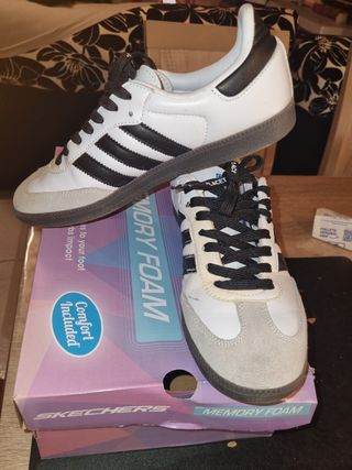 Adidas Samba  Blancas y azul marino clasicas